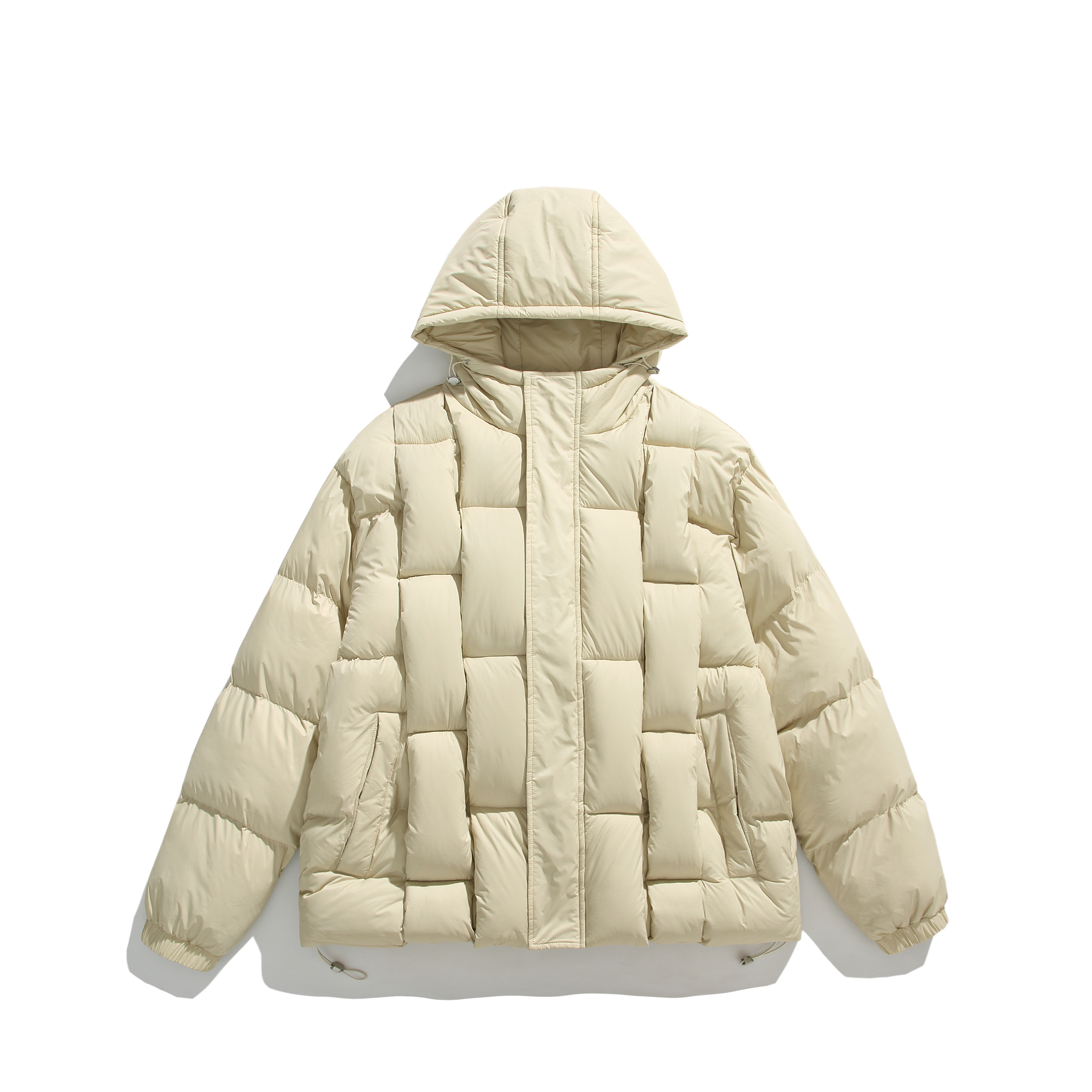 Male Quilted Jacket Winter Unisex Hooded Thickened Padded Jacket With Zip Outdoor - Image 2